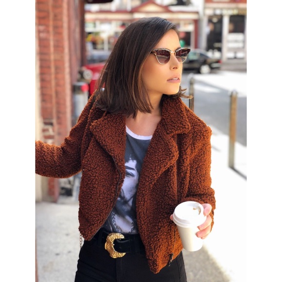 Last✨🆕Hampton Brown Teddy Biker Jacket - Picture 7 of 8